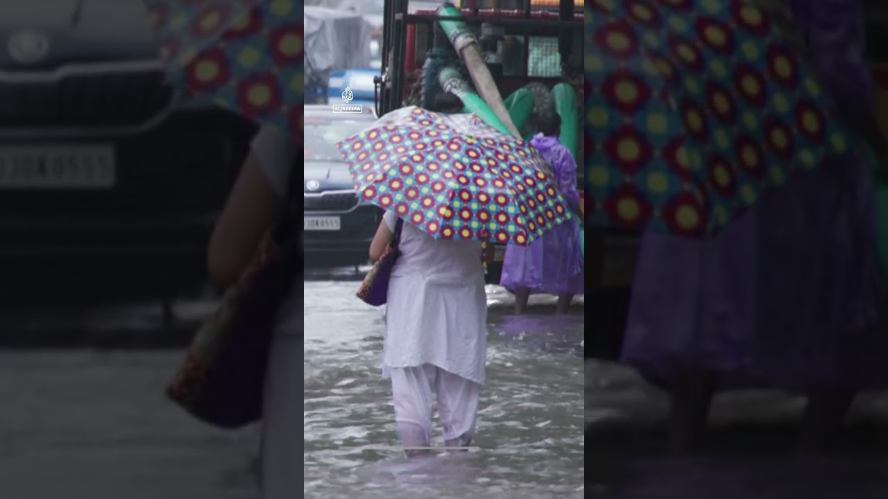 Heavy rain floods Mumbai during intense monsoon spell | AJ #shorts