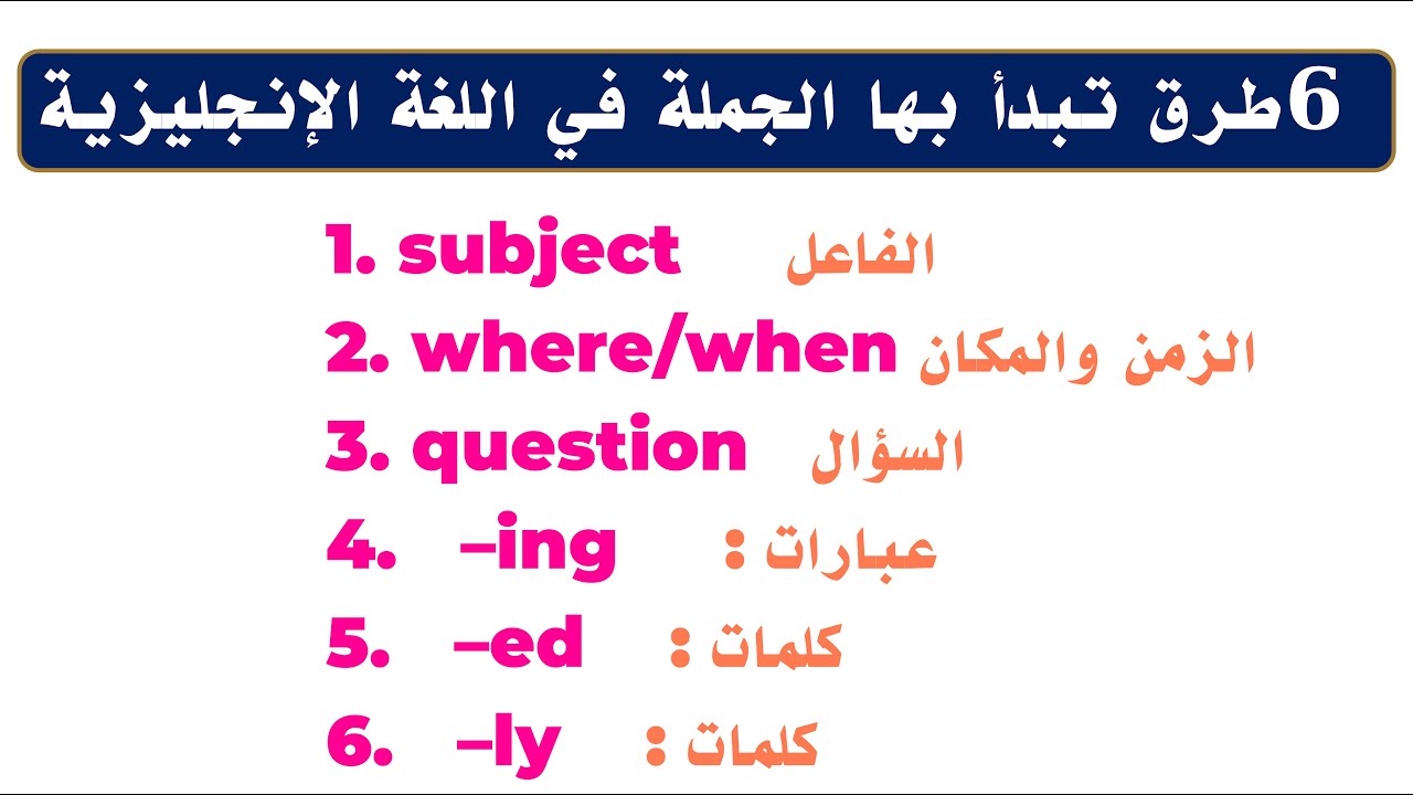 كيف تبدأ الجملة في اللغة الإنجليزية؟ | 6 طرق تبدأ بها الجملة