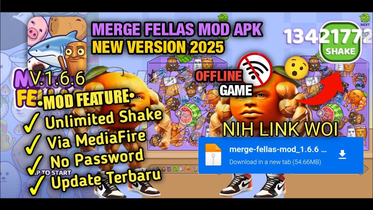 TERBARU‼️Merge Fellas MOD APK TERBARU 2025 V1.6.6 - UNLIMITED SHAKE & NO PASSWORD NEW VERSION 2025