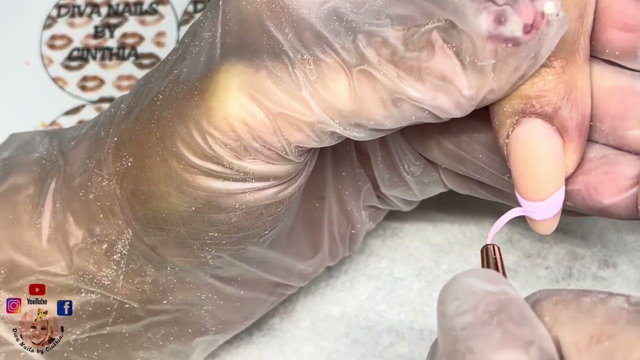 French Pink Nails With Hearts 