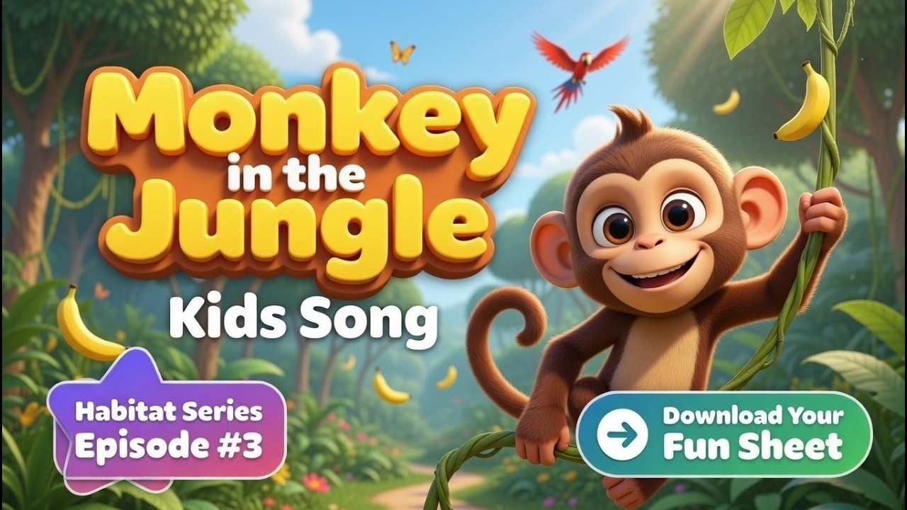 Monkey in the Jungle 🐒🌴 | Fun Animals Song for Kids | Nursery Rhymes