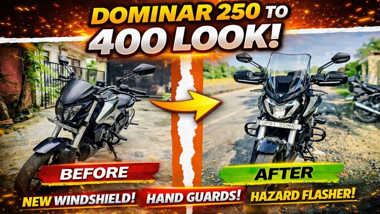 Dominar 250 || Installing Dominar 400 windshield, hand guard , simtac hazard flasher 