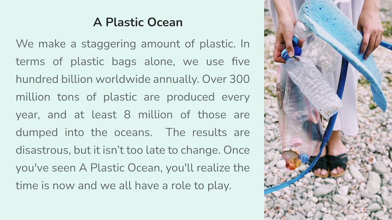 Reading Exercise with answers - A Plastic Ocean  || Level B