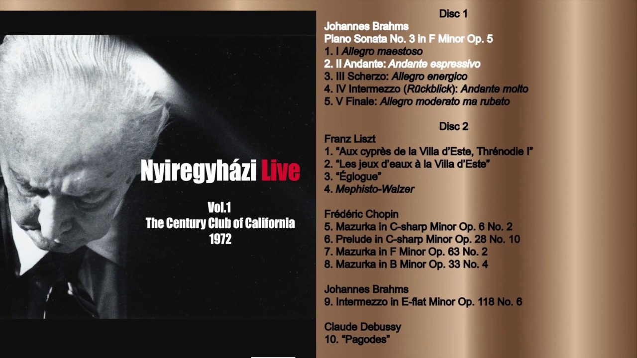 Nyiregyházi Live, Vol. 1: The Century Club of California, 1972 (2017 Sonetto Classics Remaster)