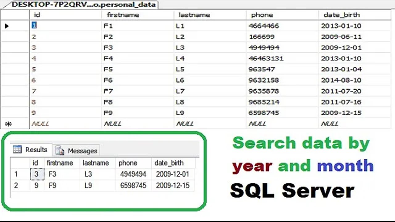 SQL query: Search data by year and month in SQL Server