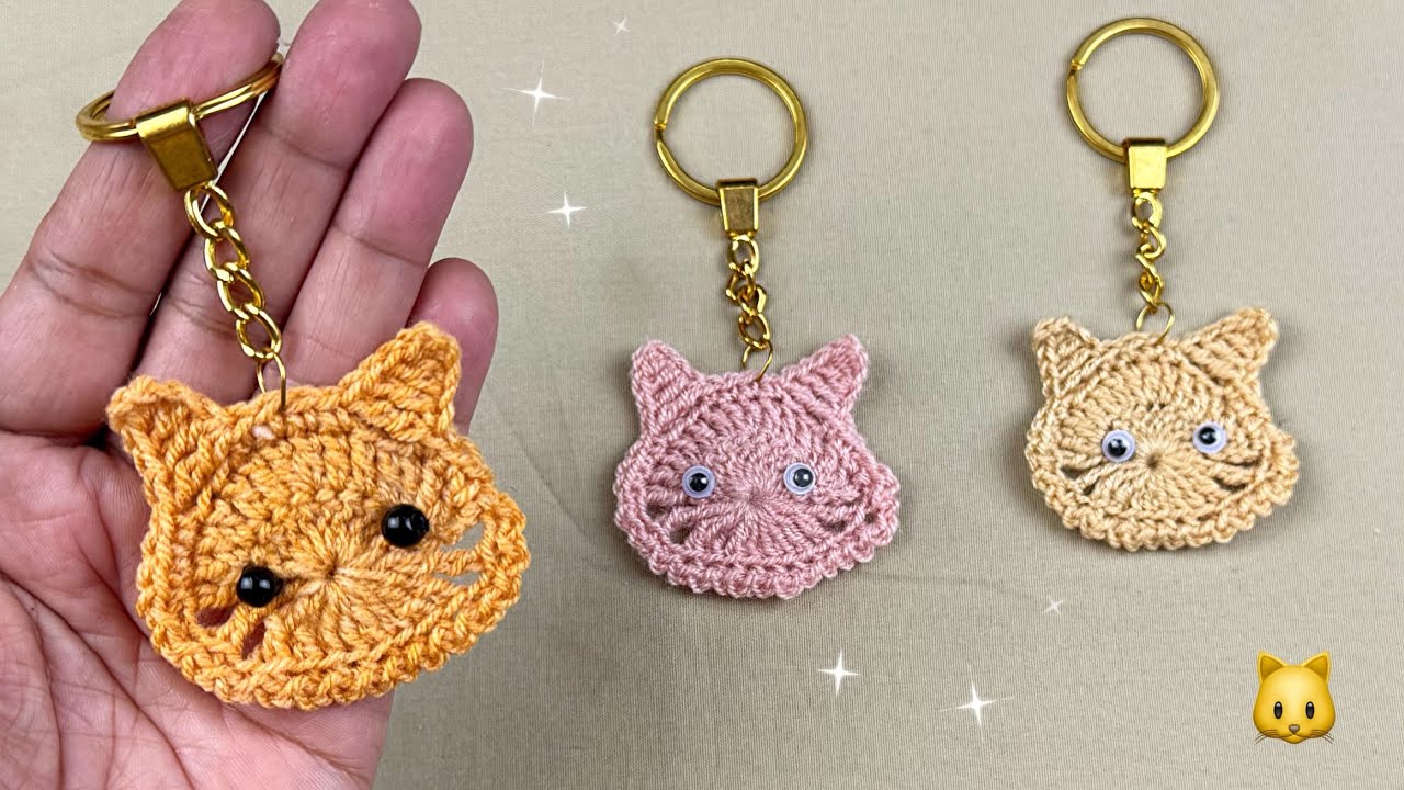 easy Crochet Cat | cat crochet keychain