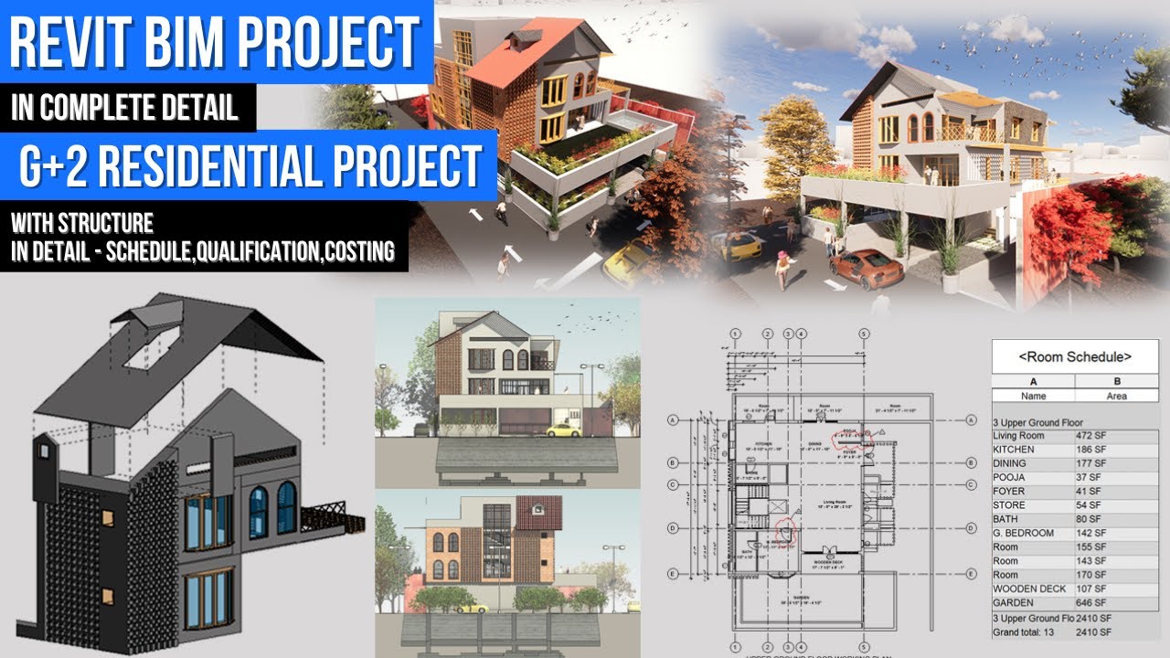 Revit BIM Complete Project | G+2 Residential Project with Complete Details