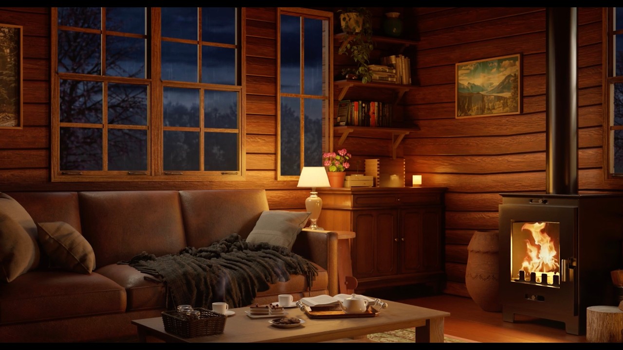 Cozy Cabin Ambience with Smooth Jazz for Studying and Relaxation