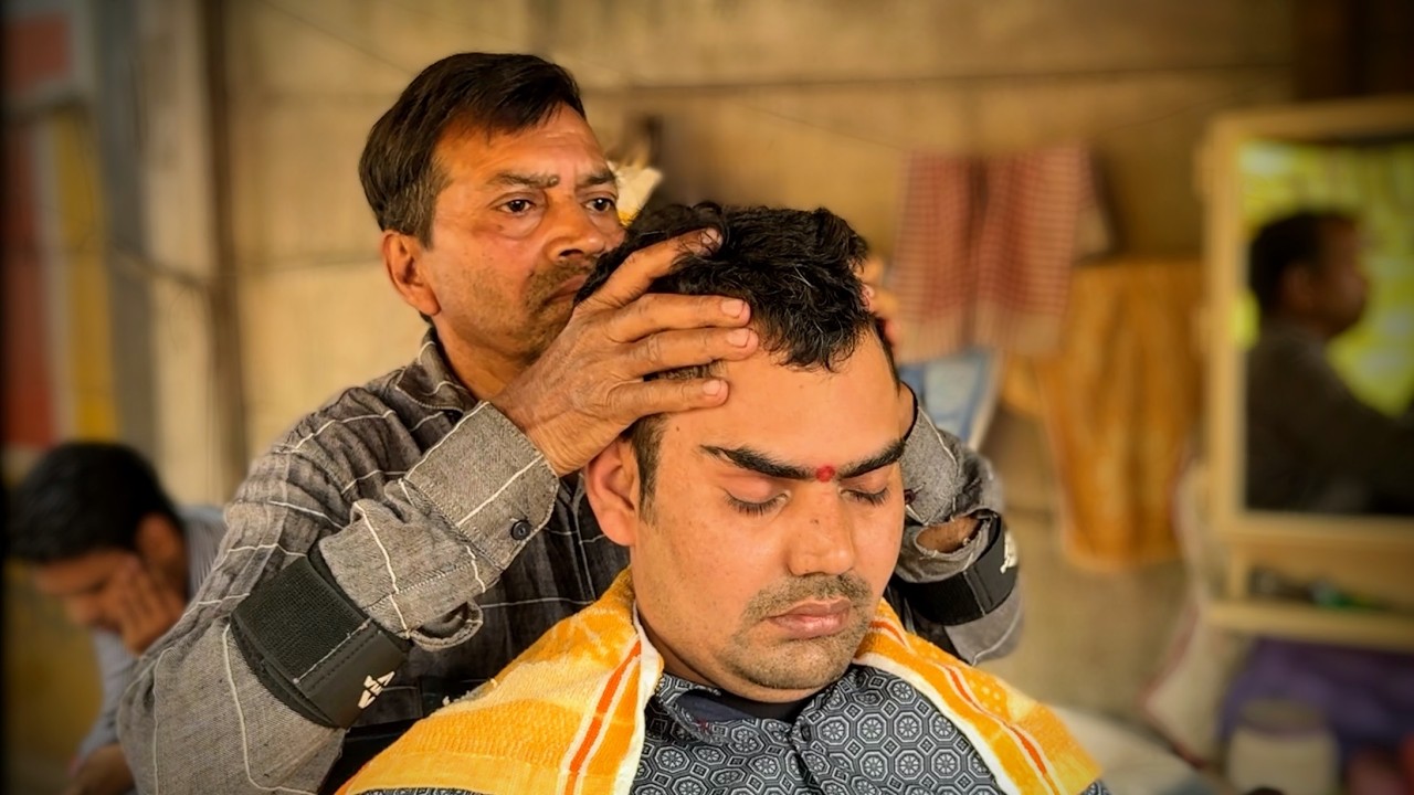 Indian Barber Cosmic Head Massage ASMR | Relaxing Village Barber | No Talking