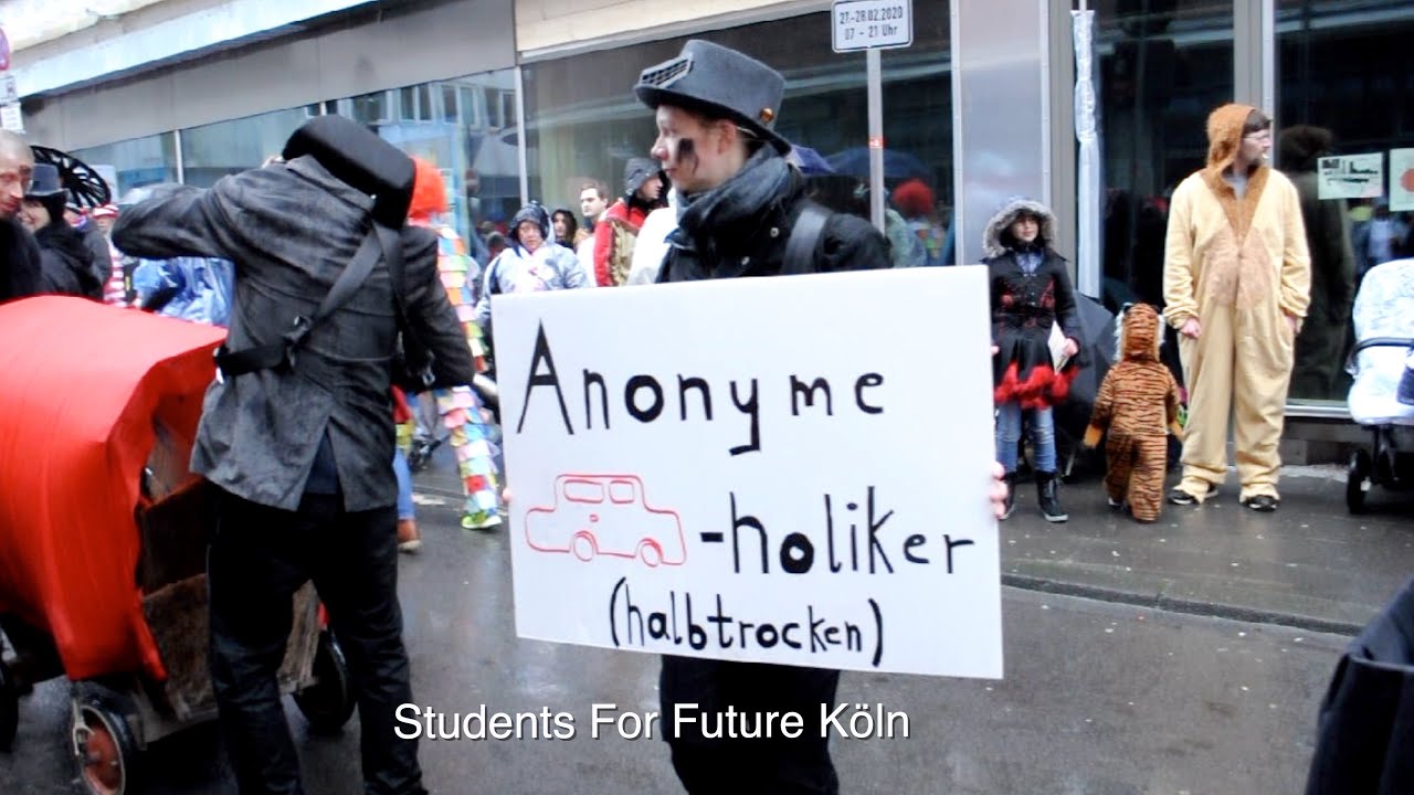 Anonyme Auto-holiker  - StudentsForFuture K&ouml;ln vor dem Rosenmontagzug 2020