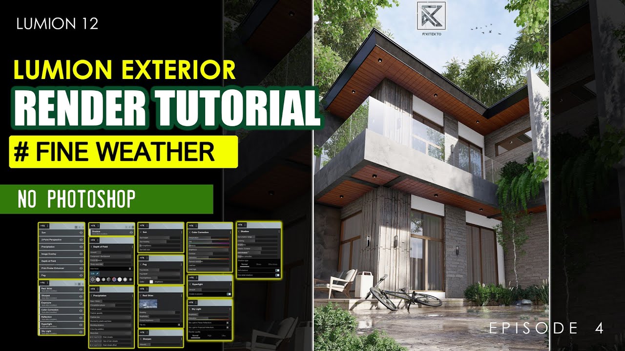 Episode 4 : Lumion Exterior Render Tutorial with no Photoshop (Realistic FX) #lumion #sketchup