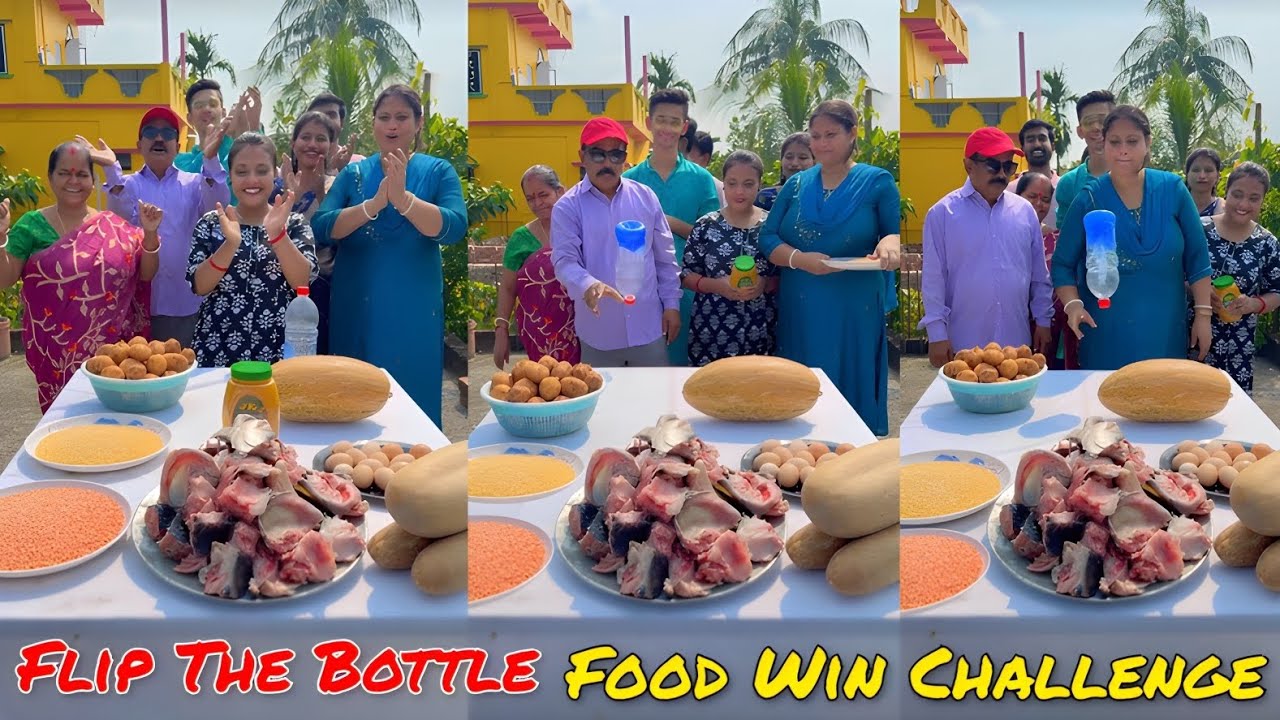 Flip The Bottle Ultimate Food Win Challenge 🔥| বোতল উল্টানোর খেলা 🤔/ SK Challenge Video