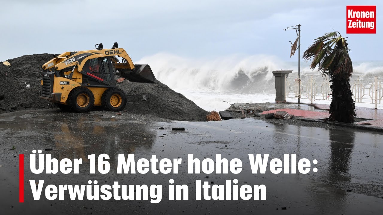Über 16 Meter hohe Welle: Verwüstung in Italien | krone.tv NEWS