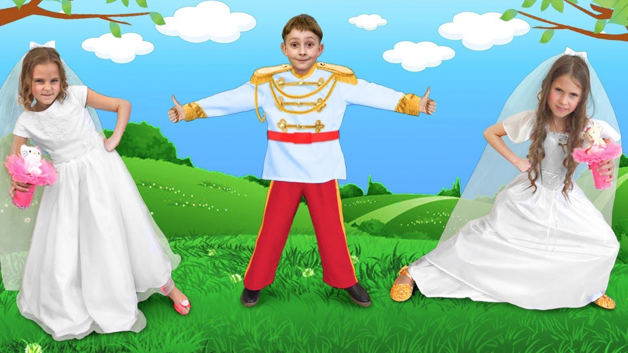 Masha và Katya mặc váy và trang điểm trong một tiệm làm đẹp đồ chơi và đi dự vũ hội với hoàng tử