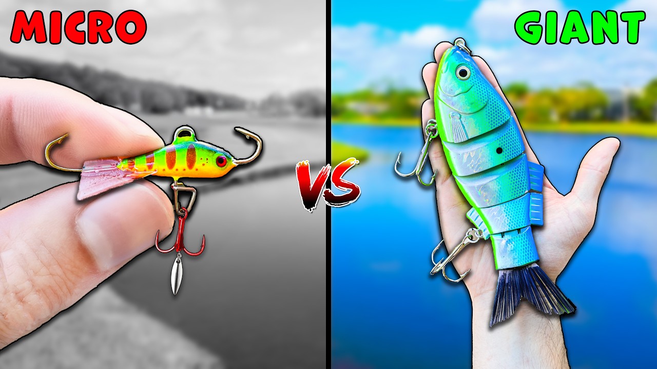 Micro Lures vs Giant Lures Fishing Challenge