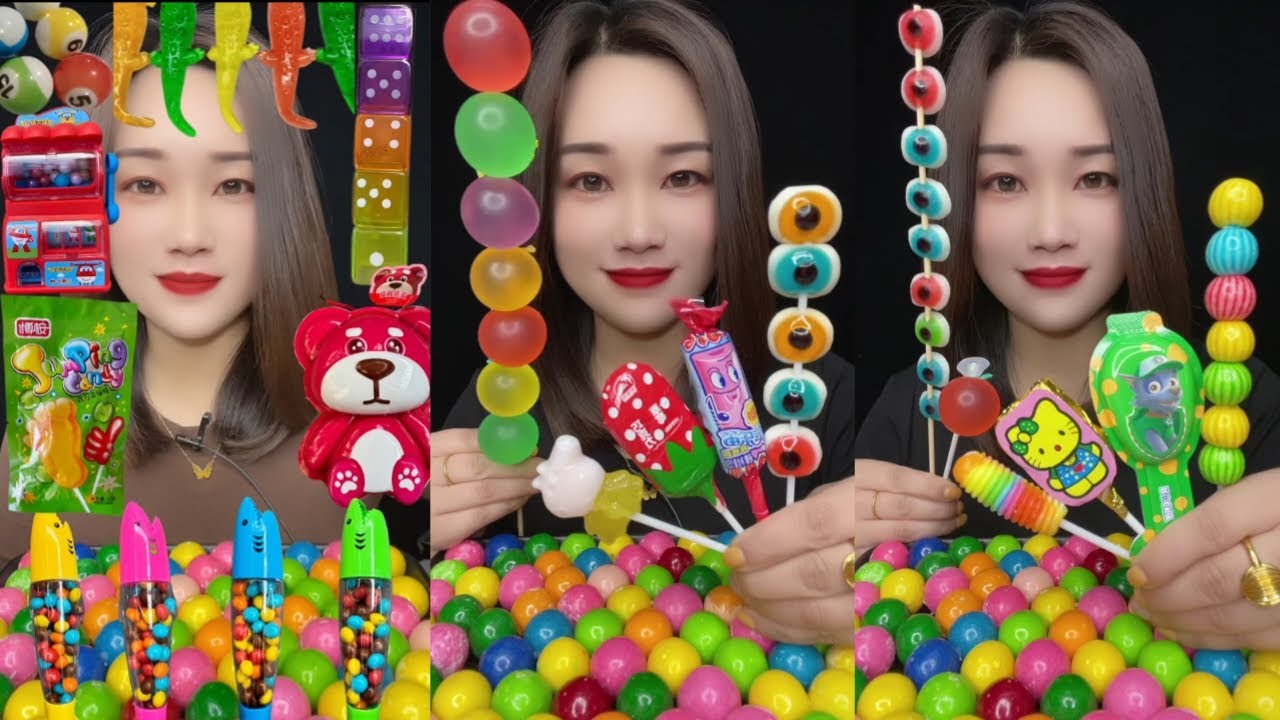 Asmr satisfying colorful candy feast with sweet and crunchy haul mukbang #mukbang #eating #candy