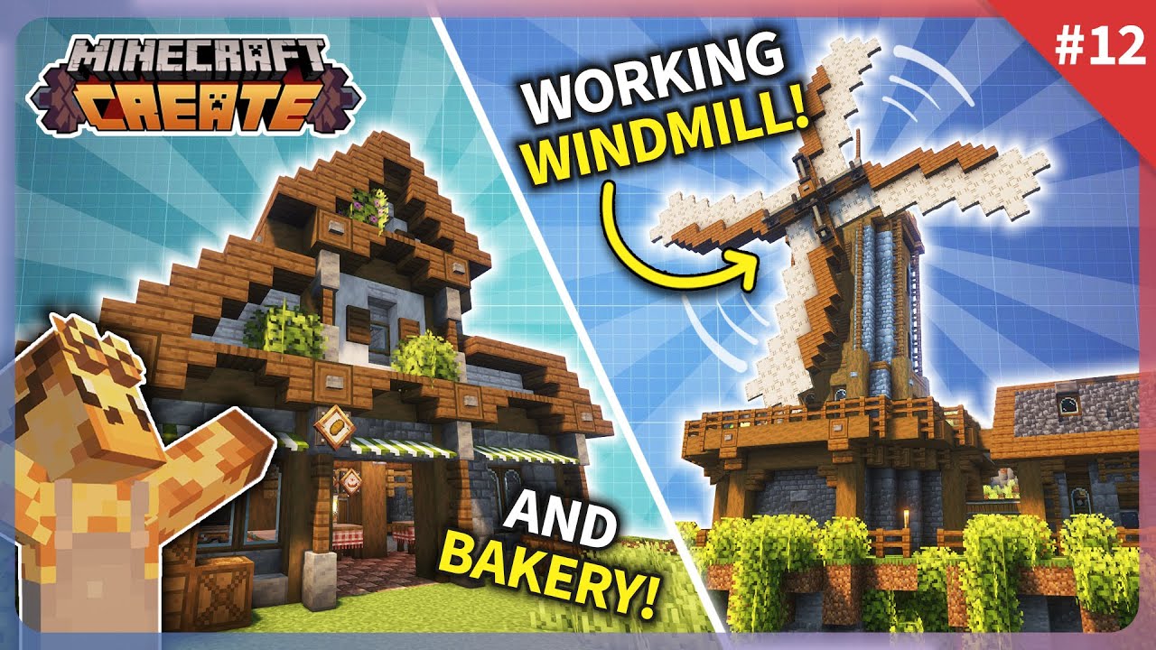 I Built a WORKING WINDMILL and BAKERY in Minecraft Create Mod! [#12]