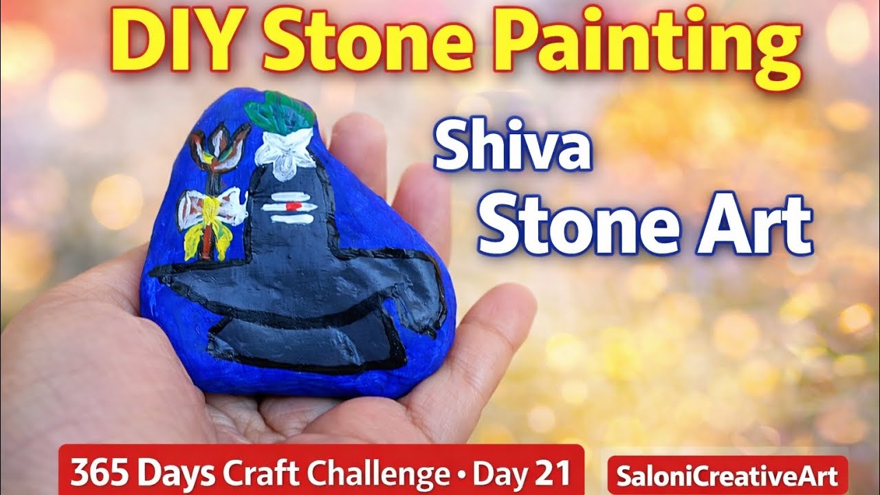 DIY Stone Painting | Easy Shiva Stone Art | 365 Days Craft Challenge Day 21 @salonicreativeart08 