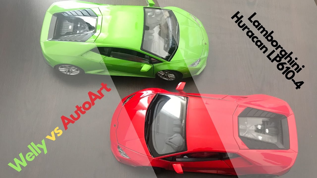 Сравнение 1:18 AUTOart и Welly Lamborghini Huracan LP 6120-4 modelcar