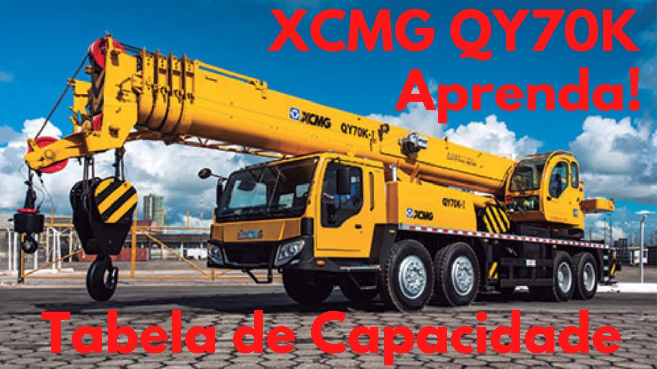 Guindaste XCMG QY70K Tabela de Capacidade (Carga) e Ficha técnica