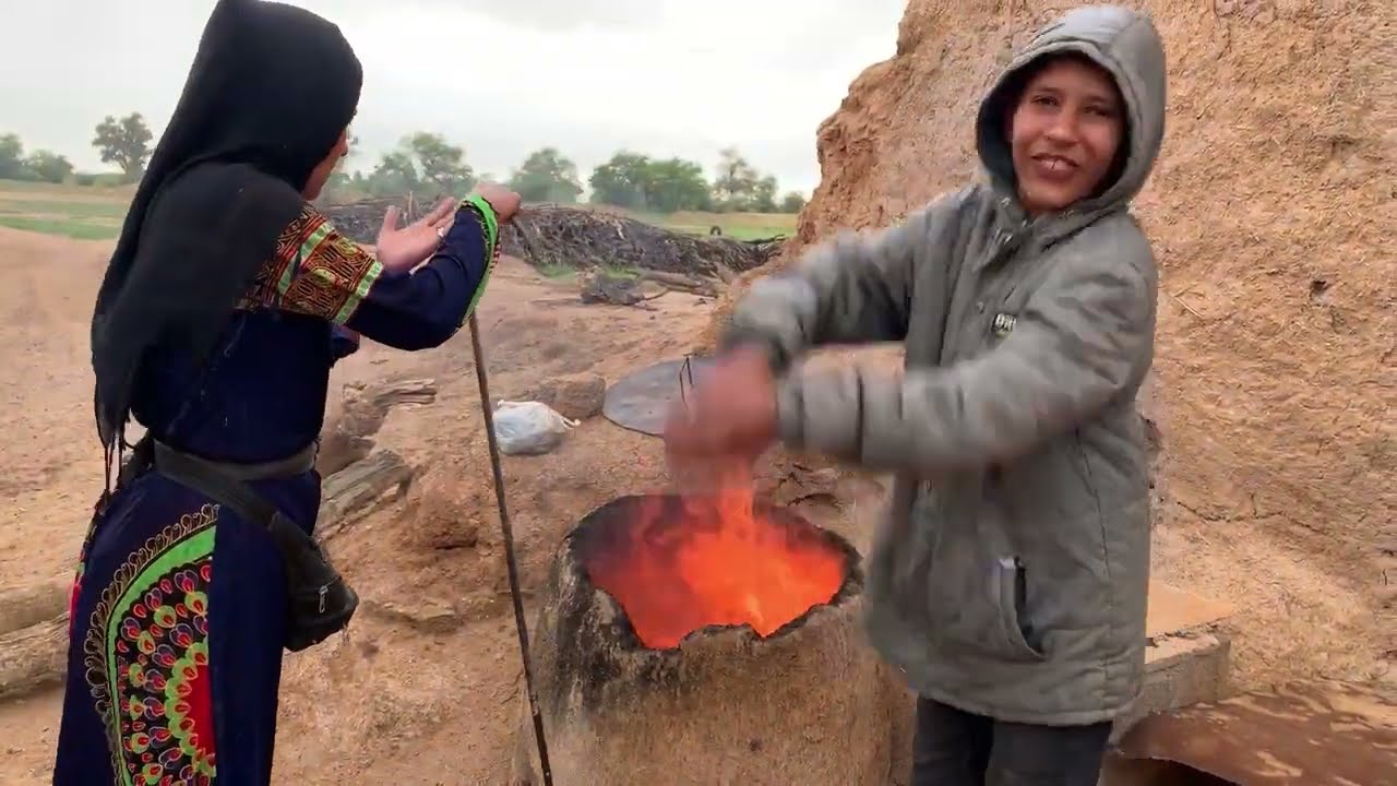 یومیات عائلة أبو ناصر فی البدو فی الأیران 🌧️🌴🔥 ا