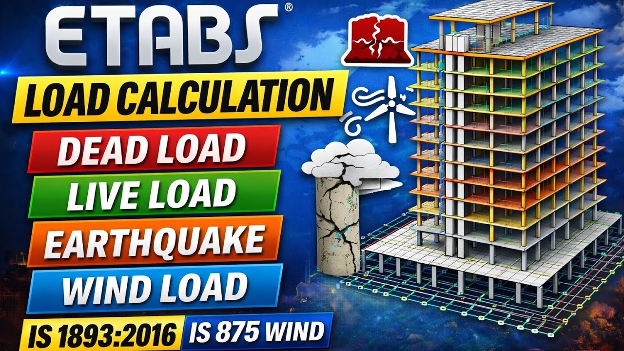 🔥 ETABS Complete Load Modeling | Dead, Live, Earthquake, Wind, Diaphragm & Cracked Sections(IS Code)
