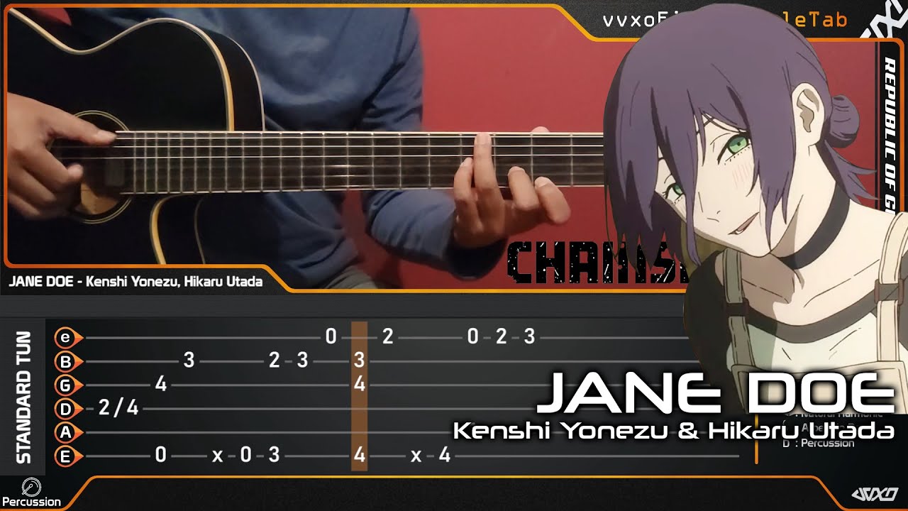 JANE DOE - Chainsaw Man Movie : Reze Arc ED - Fingerstyle Guitar Cover + TABS Tutorial