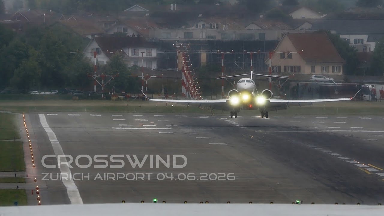 Zurich Airport Crosswind Landing June 2026 Global 7500 #GL7T