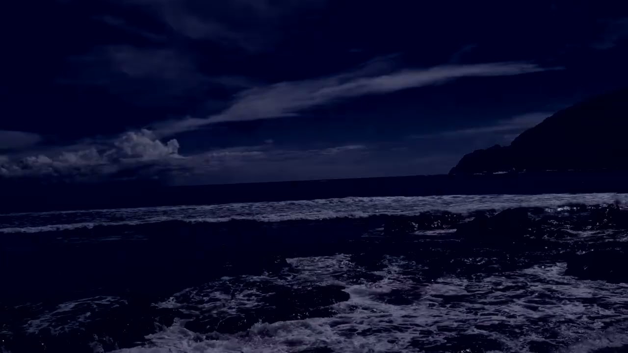 Dark Blue Ocean Sounds for Sleep | A Quiet Night Sea Breathing With You