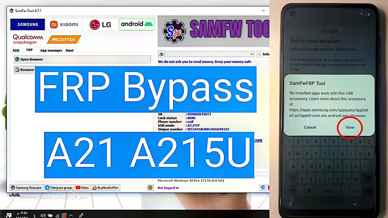 Samsung A21 A215U android 10 Frp Обход учетной записи Google