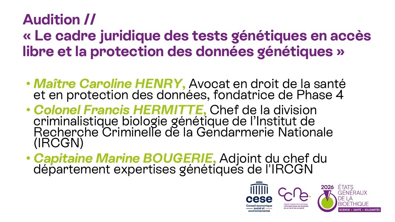 Cadre juridique & protection des données génétiques - États généraux de la bioéthique