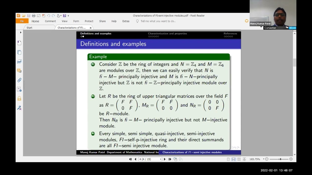 MATH2022 - Characterizations of FI-semi Injective Modules, Manoj Kumar Patel