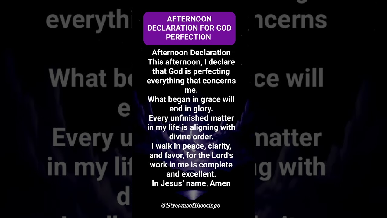 Declaration For God Perfection.