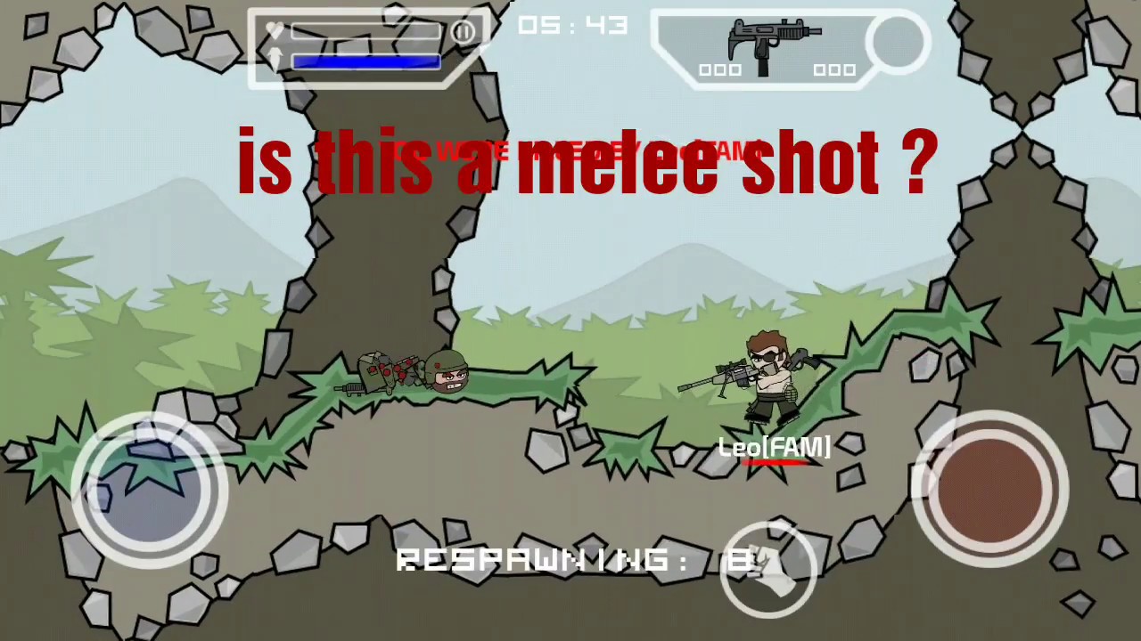 What is a real melee shot?and how to do it properly mini militia:Da2