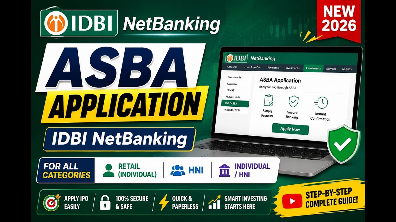 ASBA Application for Retail Individual HNI using IDBI Netbanking New 2026 | ASBA IPO Application