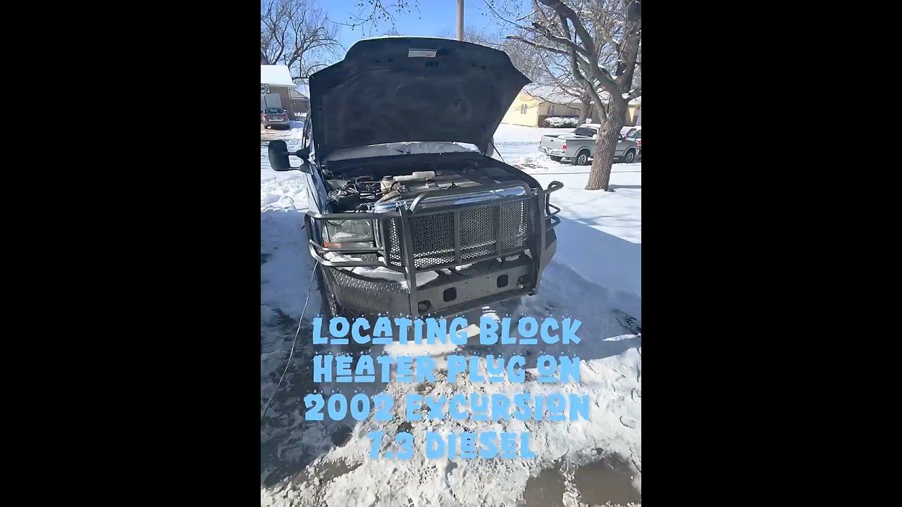Locating the block heater on my 2002 excursion 7.3 diesel to get it thawed out. 