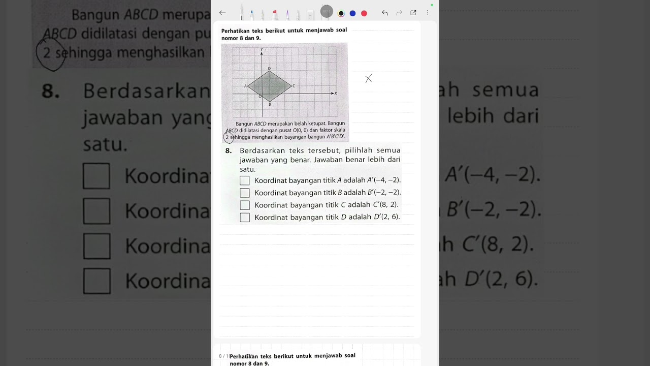 Latihan TKA SMP Materi Transformasi geometri 