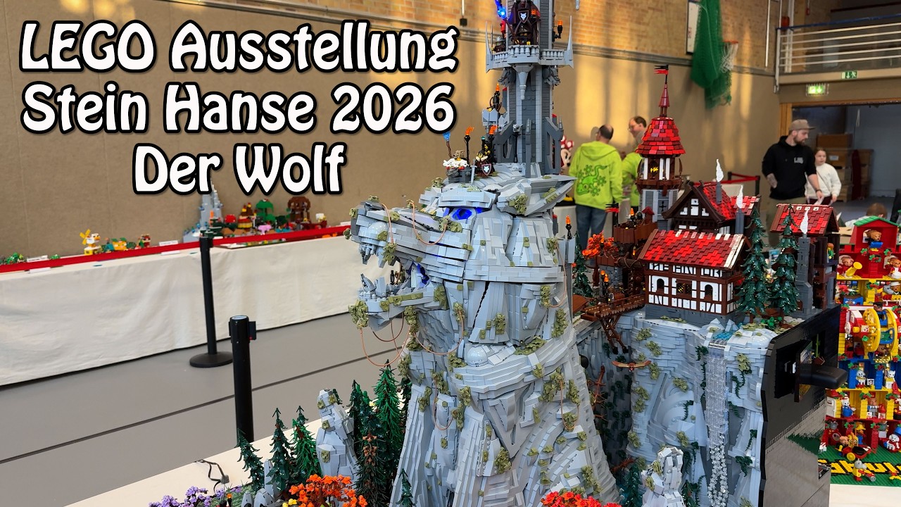 Der riesige Wolf aus LEGO-Steinen: Stein Hanse 2026 Ausstellung in Kaltenkirchen