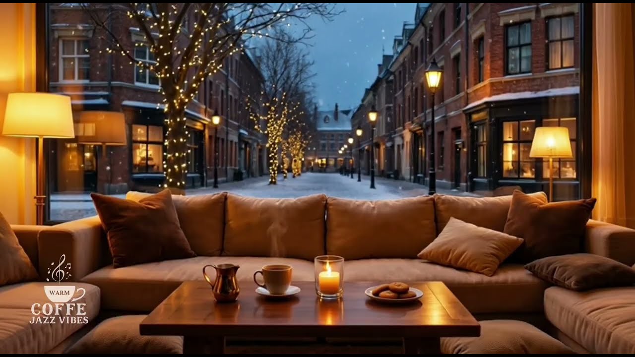 Cozy Winter Coffee Room ☕ Soft Jazz Music | Snowy Ambience for Work, Study & Relax