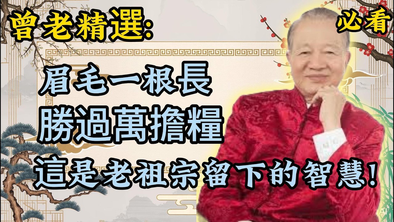 曾仕强：眉相藏福壽！從眉毛就能看出一生吉凶，你中了幾點？曾老精選。