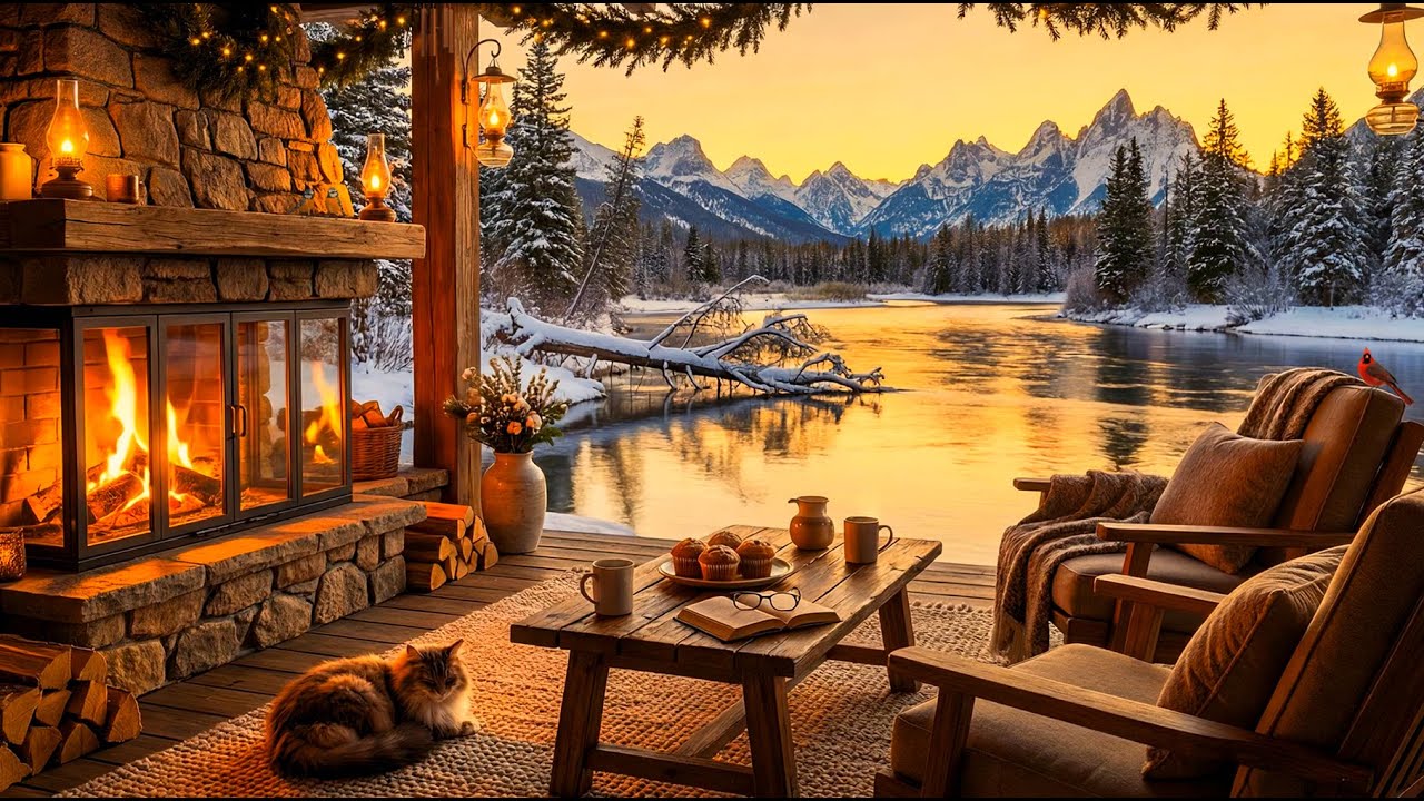 You’re Spending a Quiet Winter Evening 🔥❄️ Crackling Fireplace by the River