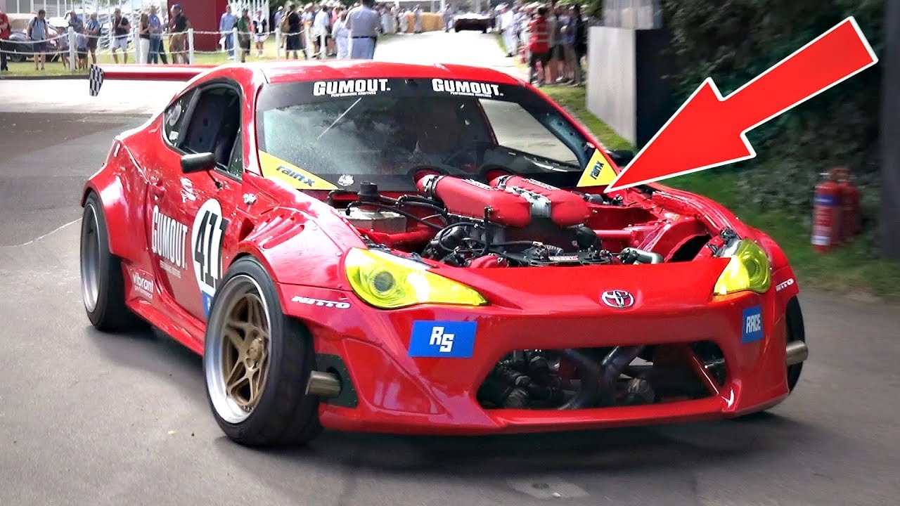 Toyota GT86 with Ferrari V8 Engine Swap Destroying Its Tires on Hillclimb |  9000+rpm NA V8 Sounds!