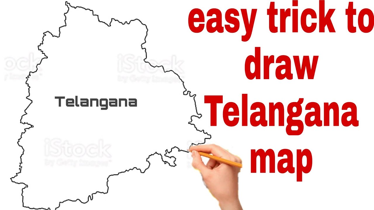 How To Draw Telangana Map Making Step By Step Drawing Of Telangana map Draw with Pencil