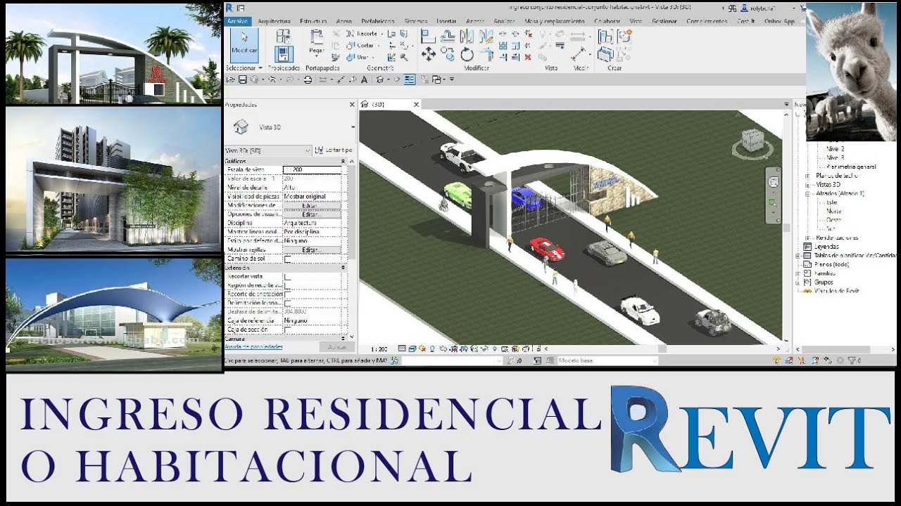🔥Diseño de ingreso a un  conjunto residencial o habitacional en revit
