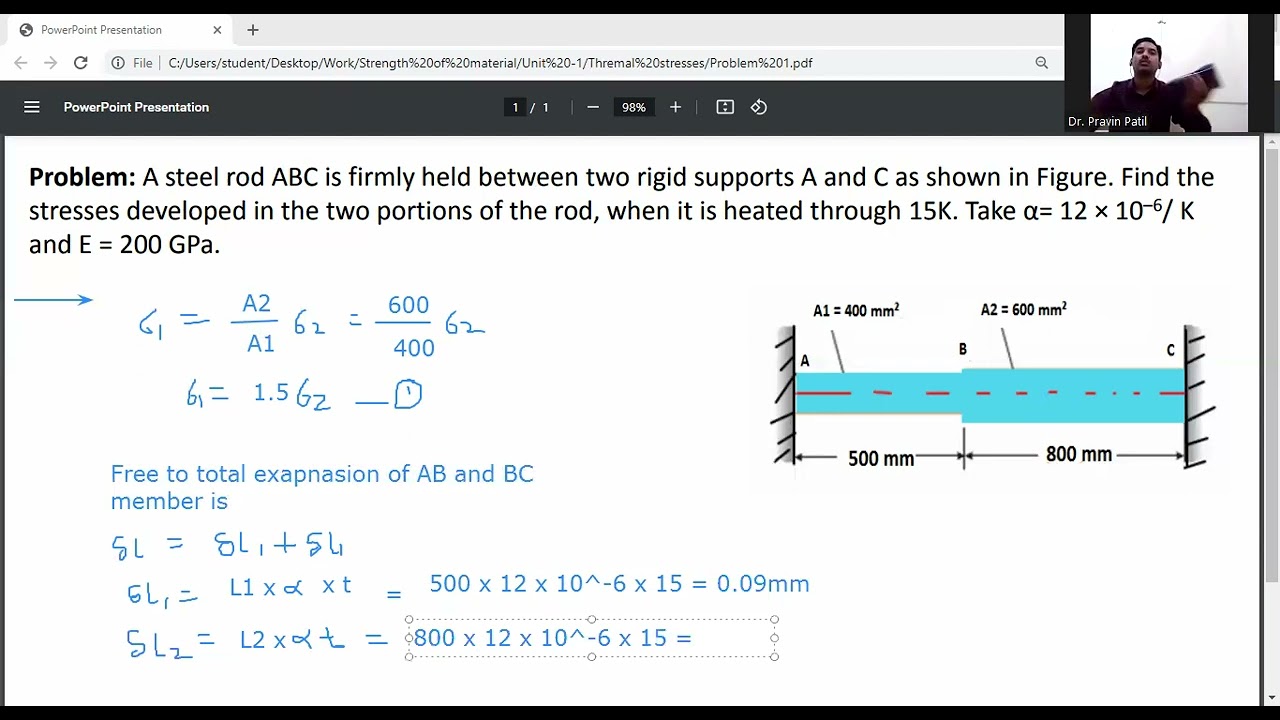 Thermal stresses in bars of varying sections/ simple stress and strain