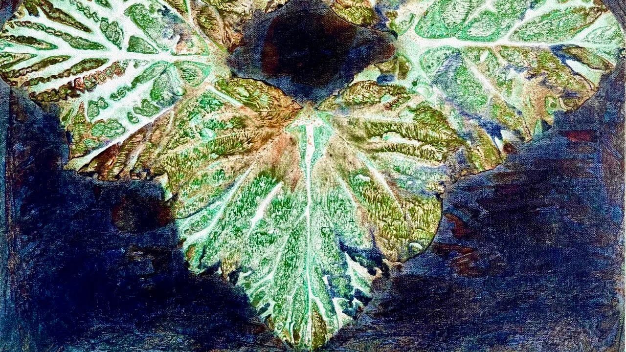 'Season's Turn' - a Botanical Imprint using only paint and water / Acrylic Watercolor technique