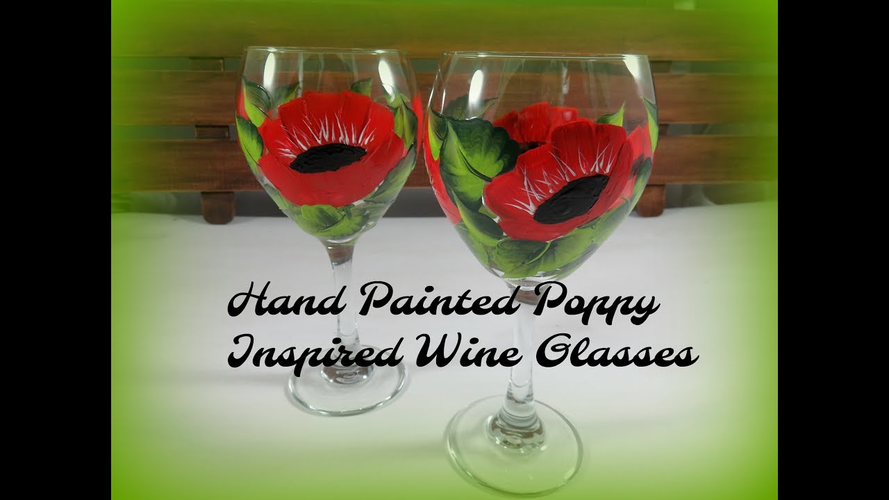Hand Painted Poppy Inspired Wine Glasses | Red Wine Glass Painting Tutorial | Aressa | 2019