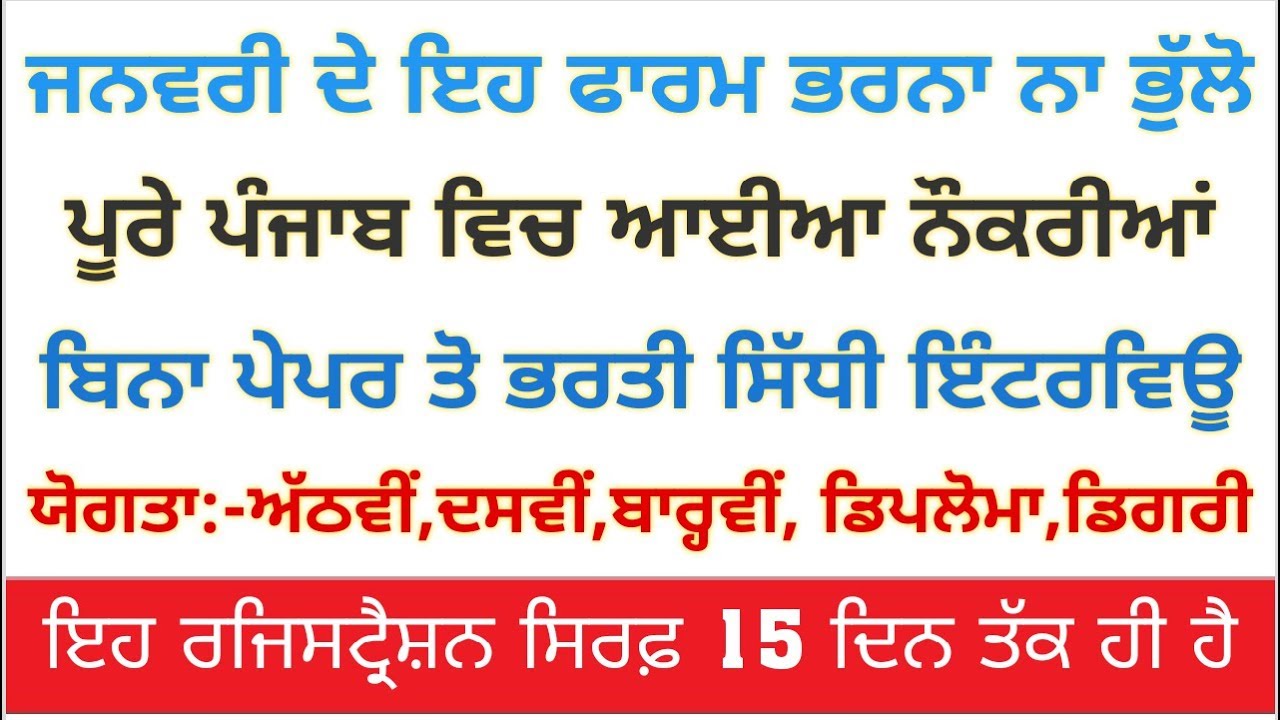 Punjab Govt Jobs 2020 | Punjab Recruitment 2020 | Punjab Vacancies 2020 | Punjab January Govt Jobs|