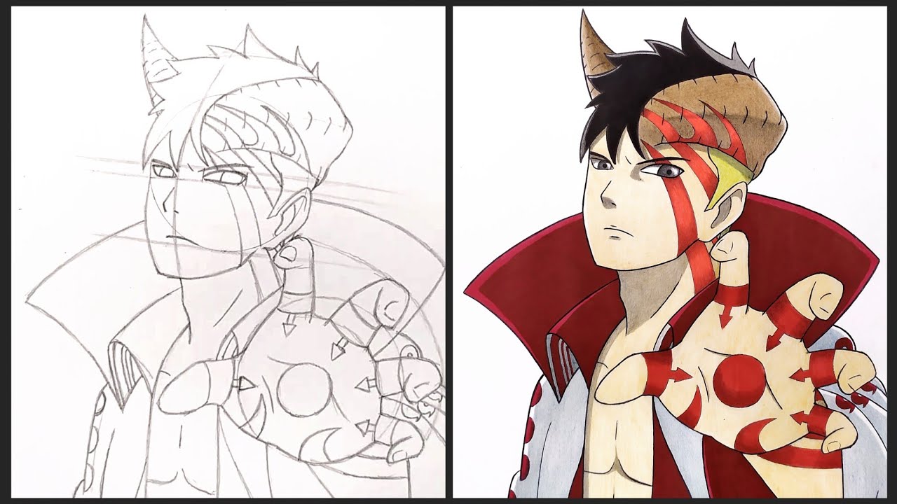 Cara Menggambar KAWAKI Otsutsuki Mode - Boruto | Anime Drawing - Step by Step