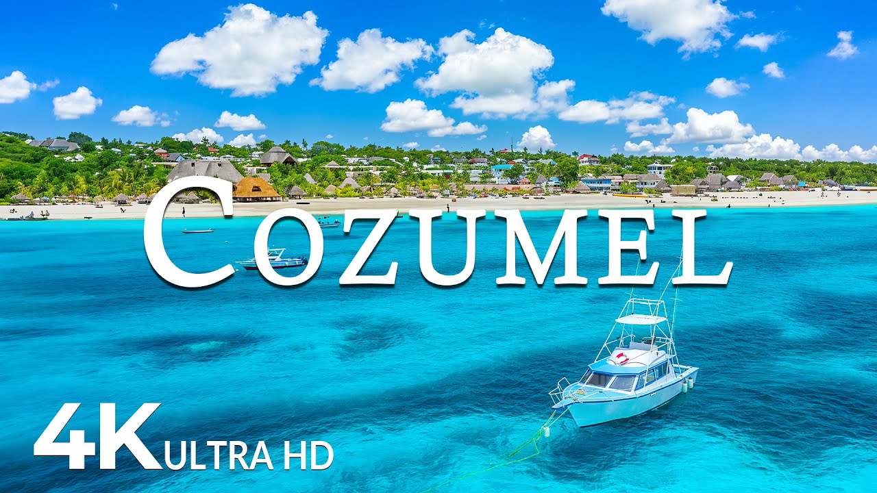 FLYING OVER COZUMEL (4K UHD) - Soothing Music Along With Beautiful Nature Video - 4K Video ULTRA HD